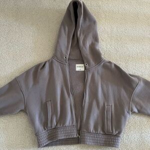 abercrombie cropped full zip hoodie
